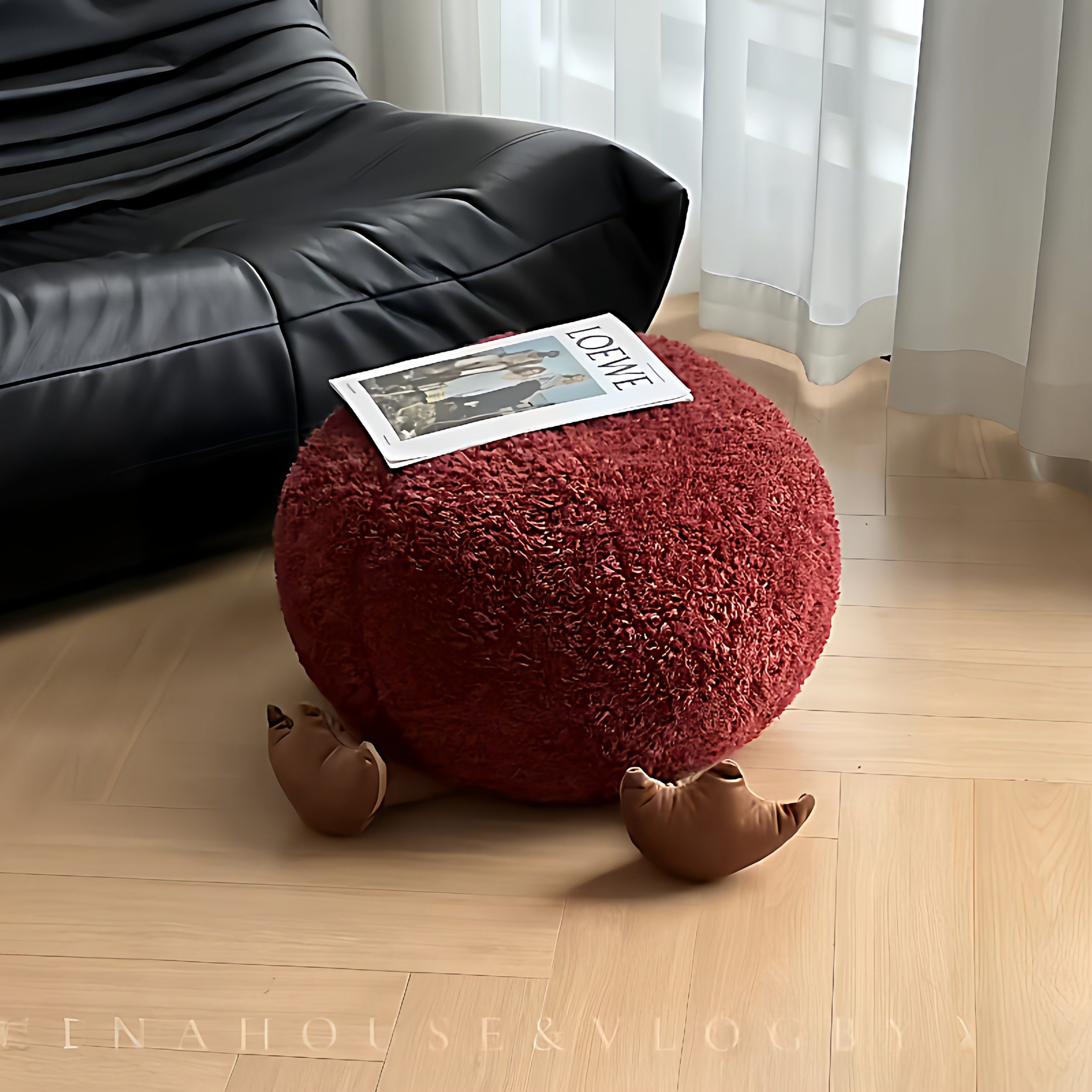 红色羚羊绒懒人沙发客厅单人坐垫脚凳可拆洗座椅蒲团家用飘窗坐墩