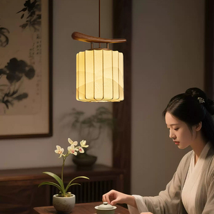 宋式美学餐厅吊灯2025新款中式中古卧室餐厅吧台灯主卧禅意吊线灯