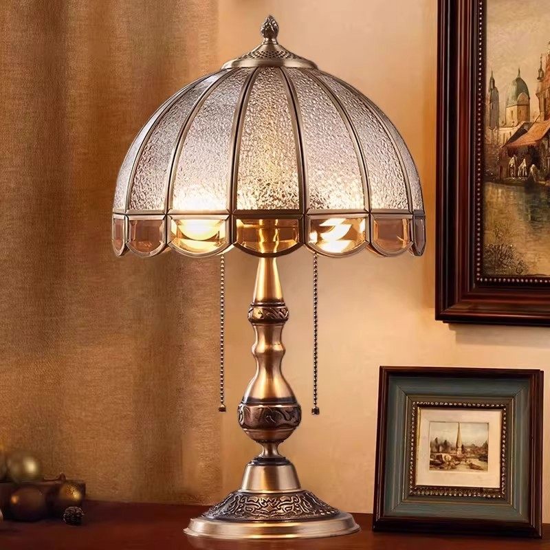美式全铜台灯复古怀旧高级感欧式卧室床头创意奢华客厅书房书桌灯