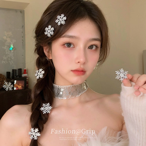甜美雪花发夹边夹侧边冬天