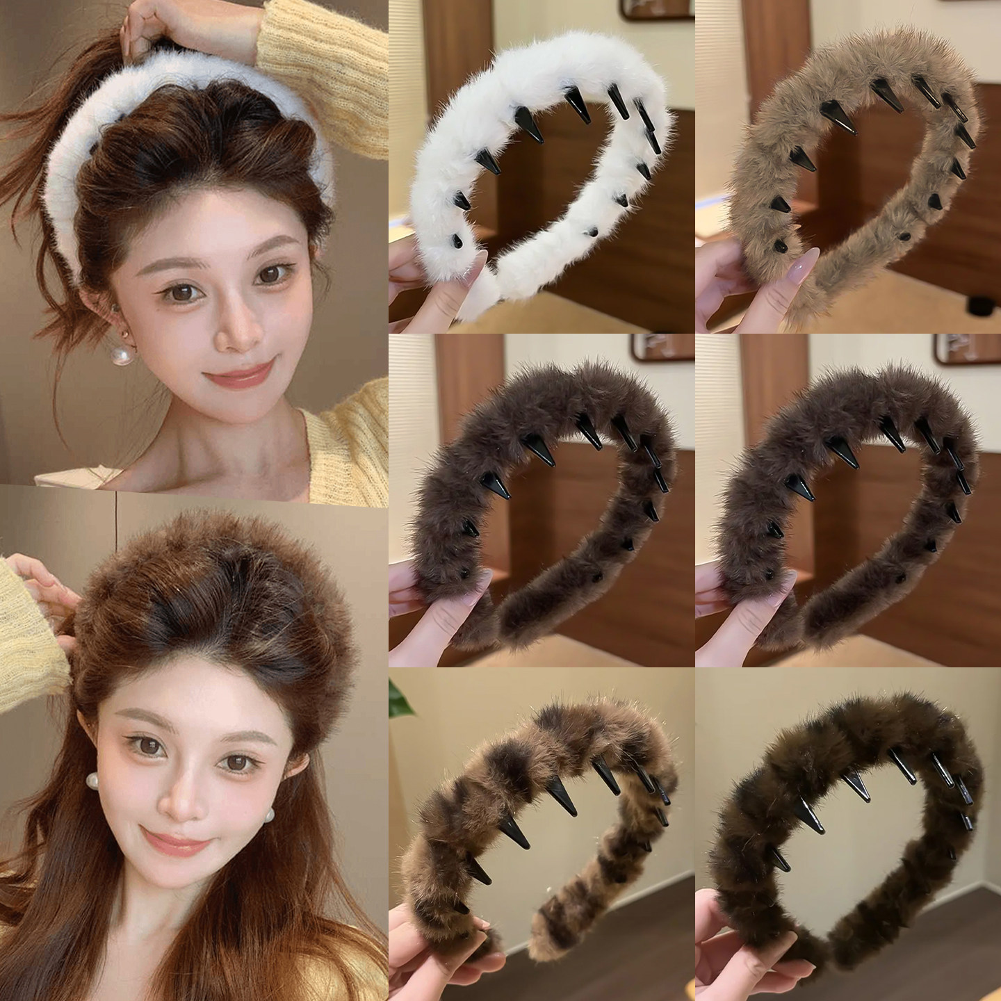 秋冬气质豹纹毛绒洗脸压发头箍