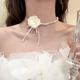 玫瑰花朵仿珍珠颈链choker项圈女颈带项链锁骨链绑带脖子系花配饰
