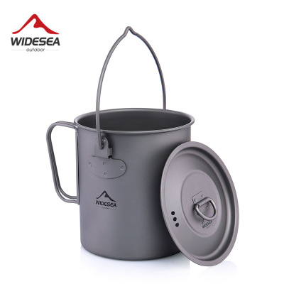 Widesea野营吊锅 纯钛750ML露营锅具 轻量化便携徒步登山户外炊具