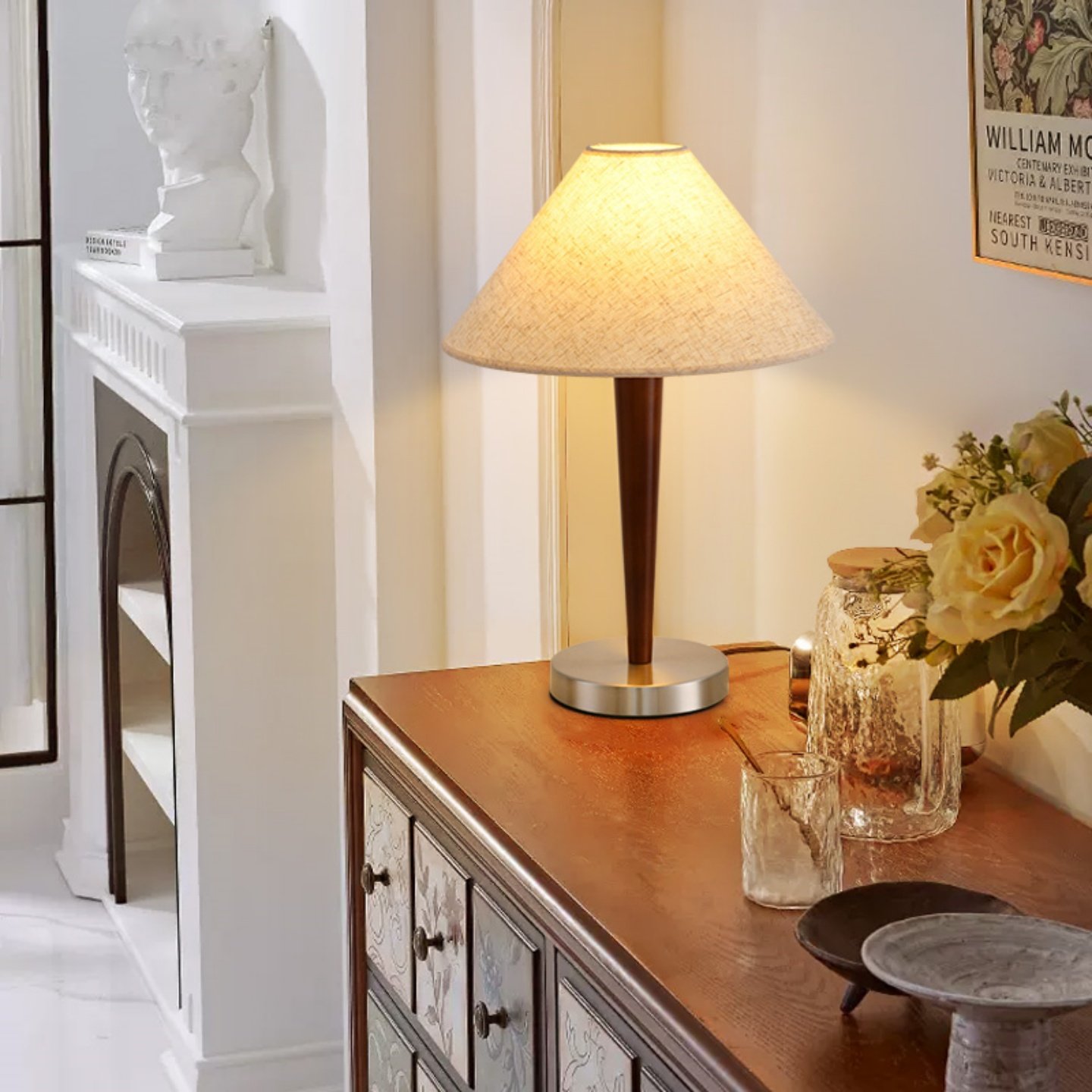 法式中古风台灯客厅沙发旁落地灯卧室高级感美式布艺复古氛围灯