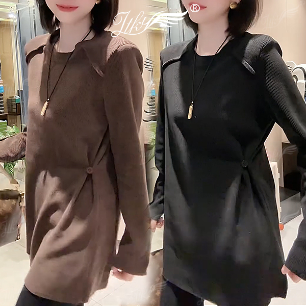 欧货新款2025年秋冬中长款打底衫女气质宽松显瘦圆领百搭洋气上衣
