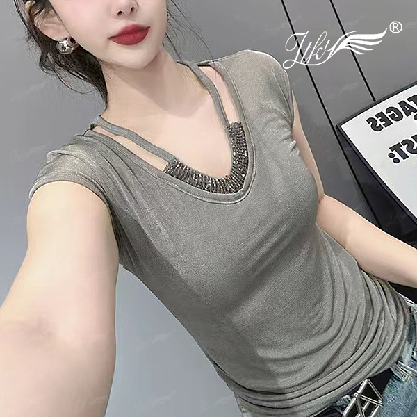 洋气休闲百搭减龄弹力修身T恤女