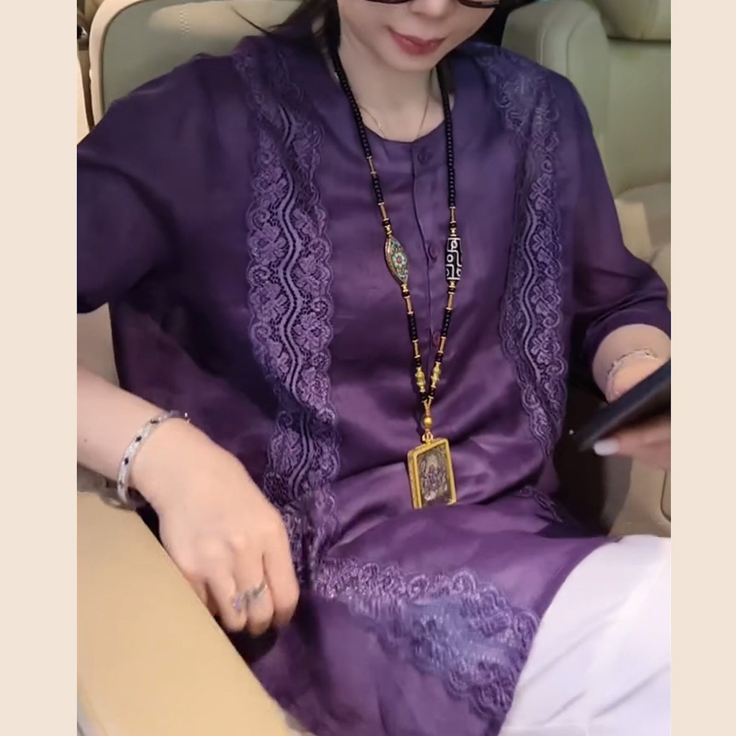 网红慵懒风仿麻中长款七分袖女衫夏季新款复古文艺气质宽松小衫女