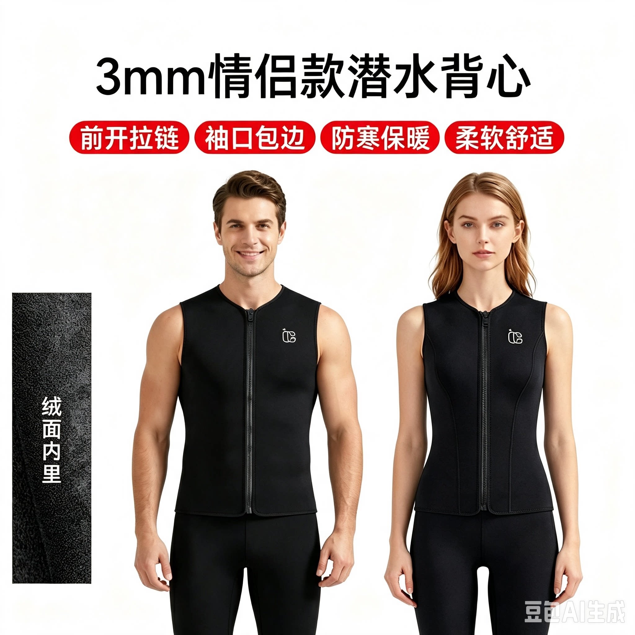 3mm加绒潜水服男保暖防寒女分体图片