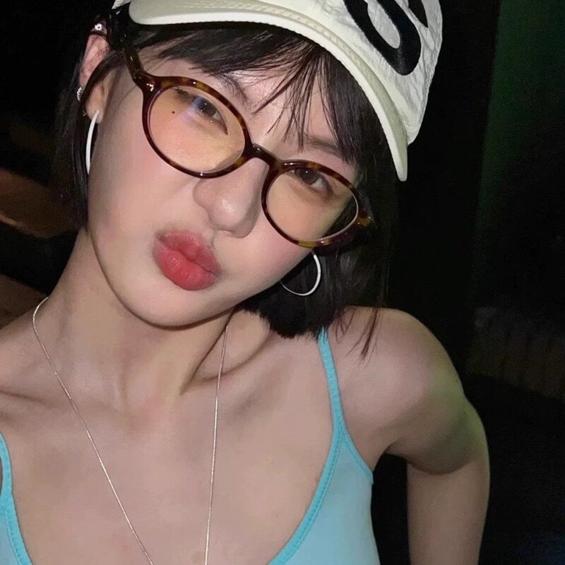 大媛家Sunny 椭圆豹纹玳瑁纯欲平光镜女复古防蓝光素颜可配近视