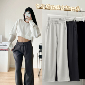 显瘦显高直筒长裤 女士运动柔软卫裤 ～休闲裤 空气感软糯高腰阔腿裤