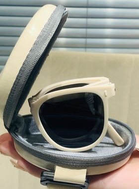 折叠墨镜女款2025新款米白色显脸小防紫外线开车专用偏光太阳眼镜