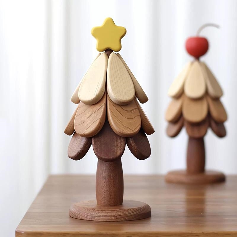 圣诞树隔热垫新款餐垫桌杯垫实木防烫高级感锅垫餐边柜摆件装饰品