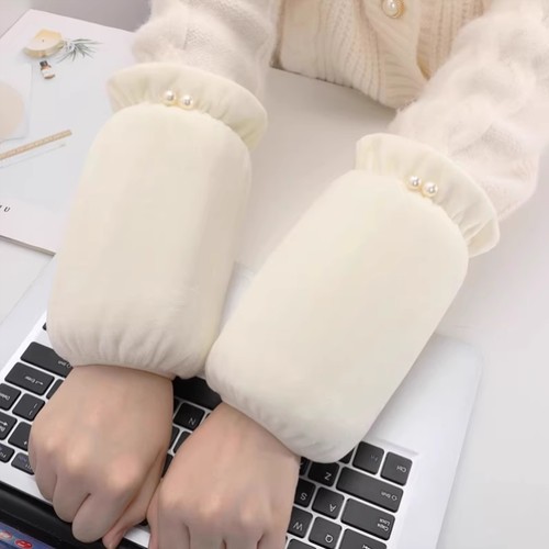 羽绒服专用袖套秋冬可爱短款毛绒工作护袖成人办公防污套学生袖头