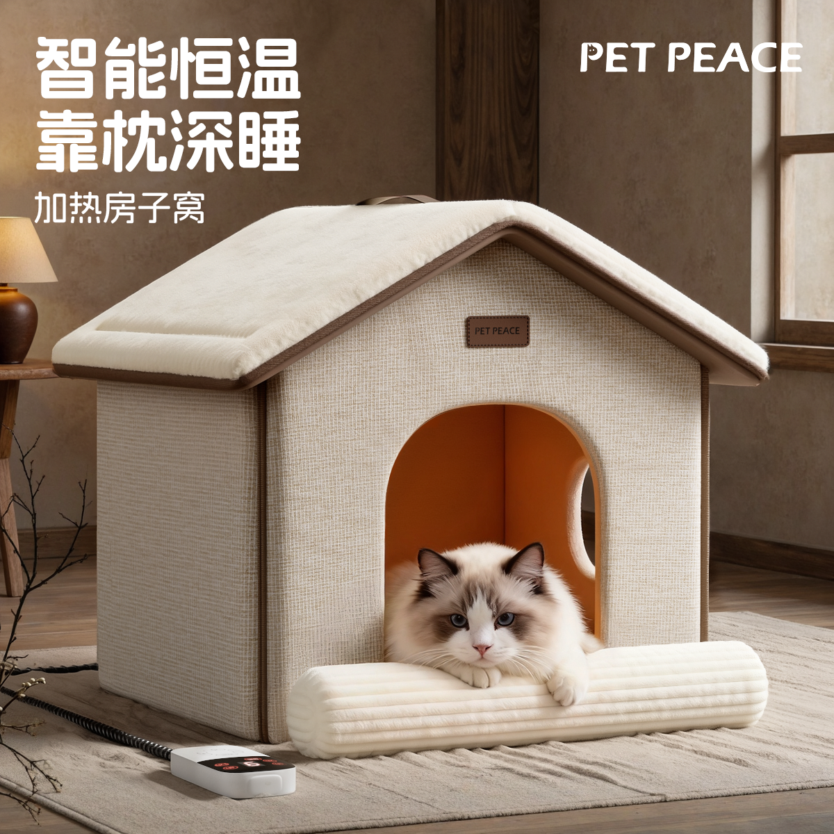 Petpeace加热猫窝冬天恒温保暖封闭式电热毯狗狗窝小猫咪冬季猫屋 - 封面