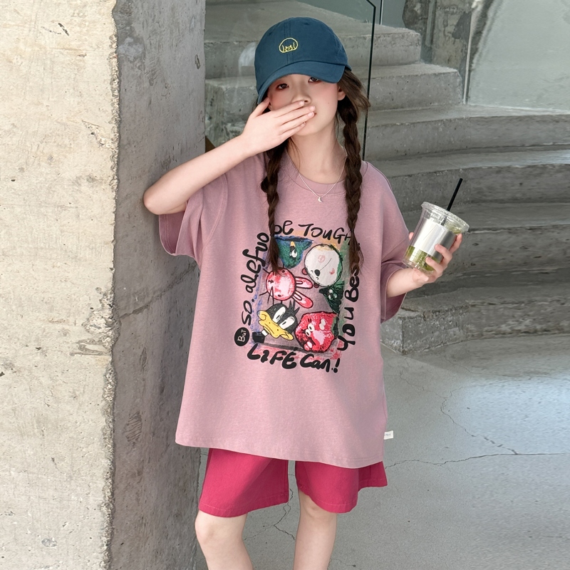 女童短裤套装夏短款潮装潮款潮宝宽松超酷休闲精致童装外出裤衣服