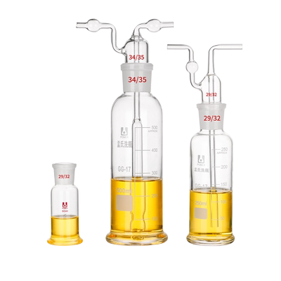 孟氏洗瓶高硼硅玻璃孟式洗气瓶实验室加厚直管多孔气体洗瓶60/125/250/500/1000ml