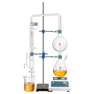 精油提取分离器装置格雷厄姆冷凝器纯露水蒸汽蒸馏装置设备1000/2000ml玫瑰鲜花花瓣提纯萃取实验室玻璃仪器