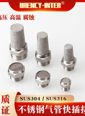 厂家直销不锈钢304/316耐高温高压腐蚀气管气动BSL消音降噪接头