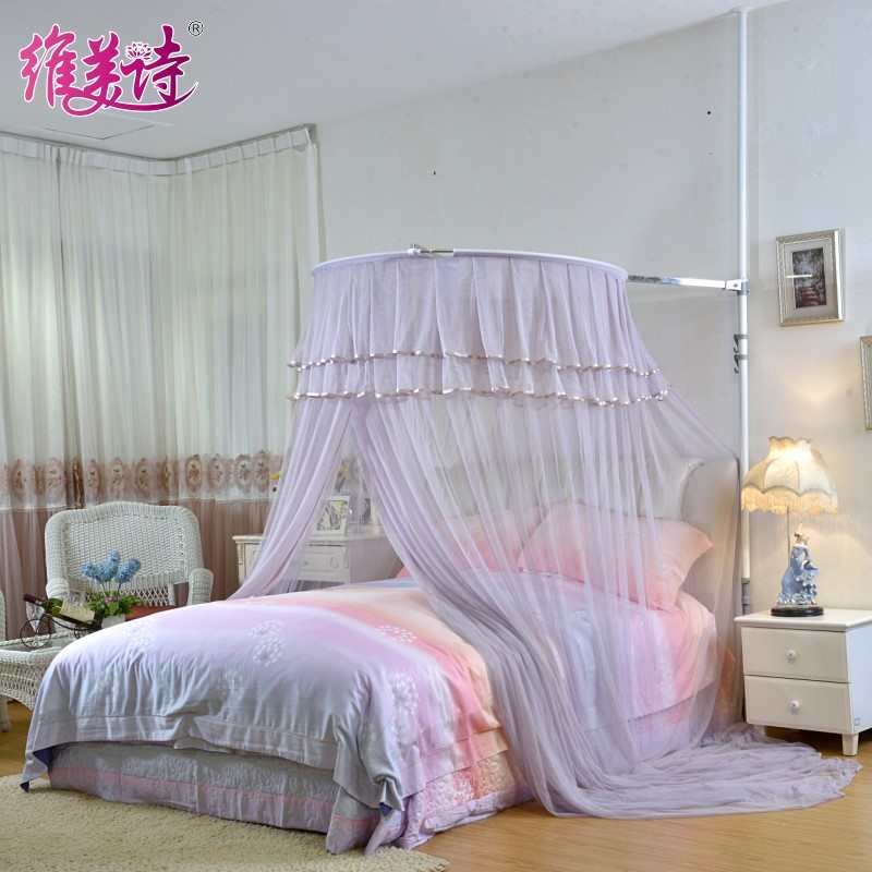 伸缩蚊帐1d.2/1.8m米床家用圆顶吊顶上下床公主风免安装1.5m