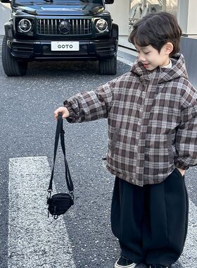儿童冬装b男童h羽绒服加厚宝宝两面穿面包服2024冬季新款小男孩外