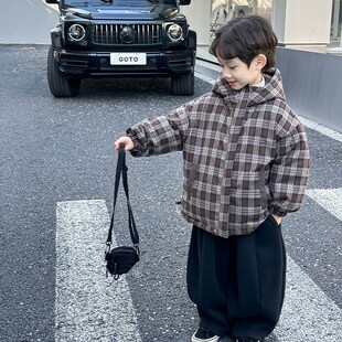 儿童冬装b男童h羽绒服加厚宝宝两面穿面包服2024冬季新款小男孩外