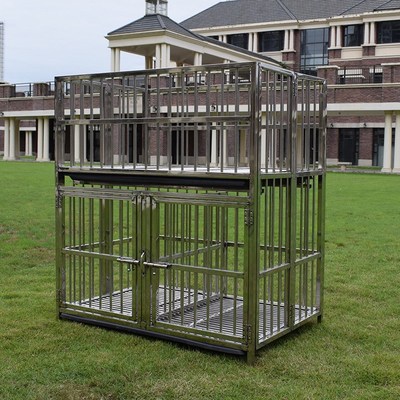 狗笼子双b层不锈钢折叠子母笼跑笼双门寄养笼宠物店泰迪金毛展示