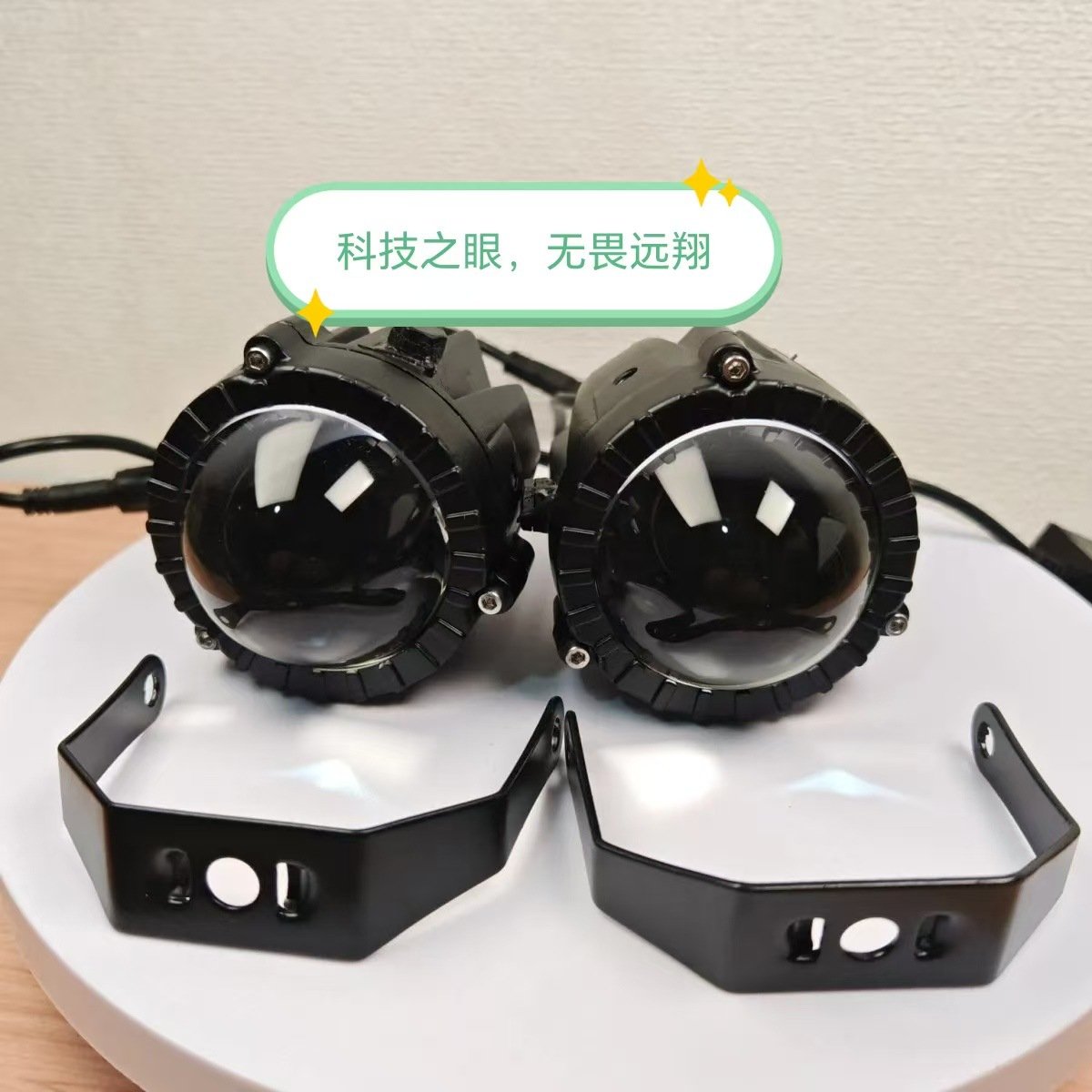 汽车货车大灯近黄远白LED聚光远射炮12-80v所有车型透镜前大灯