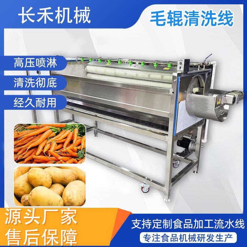 冰糖橙毛辊清洗机 全自动滚刷洗果机 全自动水果毛发去杂清洗机