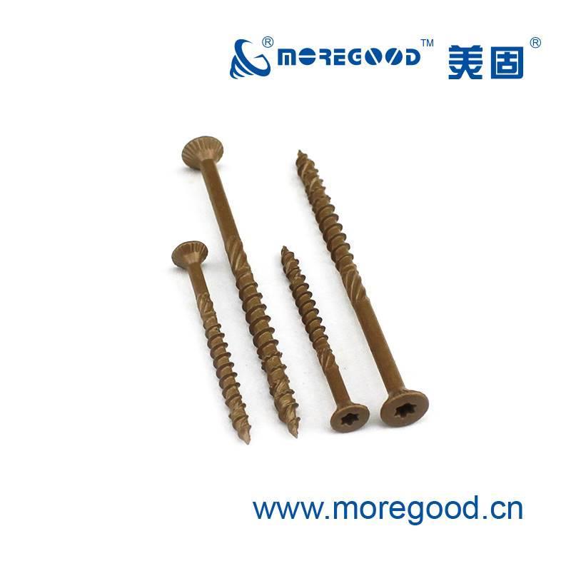 咖啡色防锈沉头带滚花快攻木螺钉户外景观防腐硬木梅花槽自攻螺丝