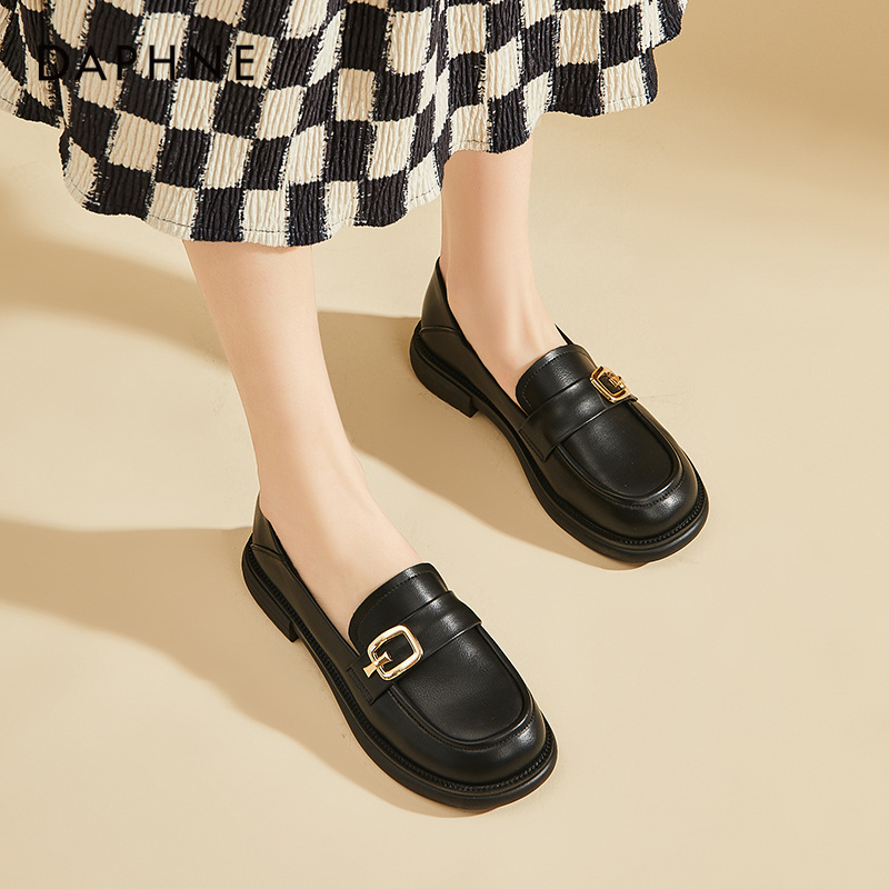 达芙妮时尚单鞋女春秋2023新款百搭休闲鞋乐福单鞋玛丽珍鞋工作鞋