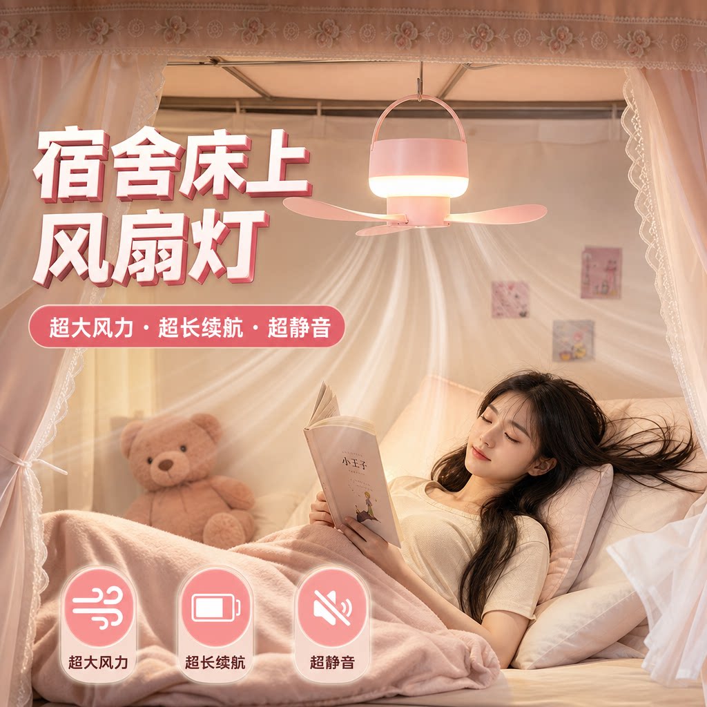 【宿舍必备】床上风扇灯图片