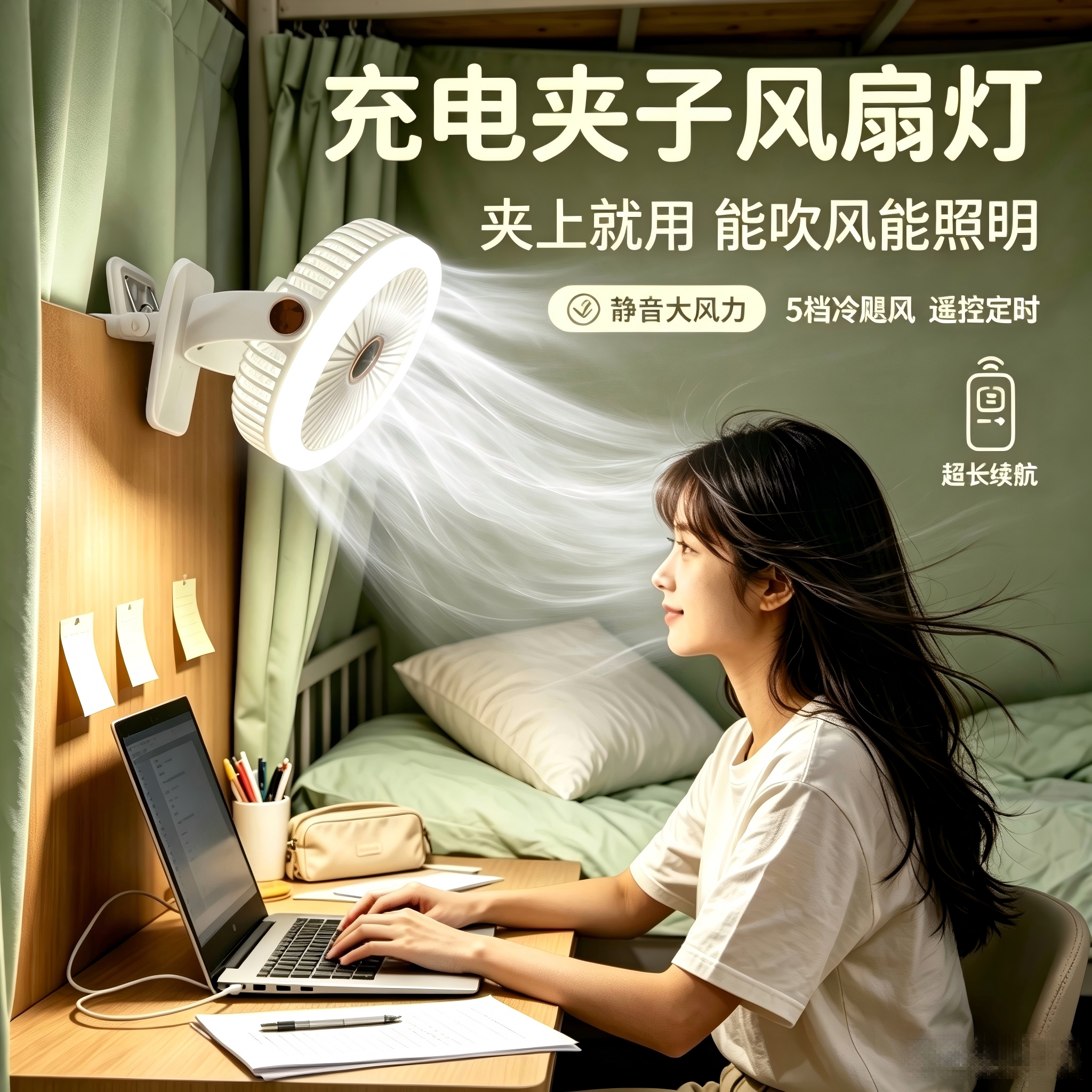 【宿舍必备】静音夹床吹风照明图片