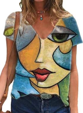 2023Summer print Female Shirt Ladie Bluose women Tops S-5XL
