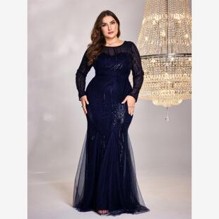 修身 Party 鱼尾晚礼服PlusSize Bridesmaid Dress Sequin 欧美大码