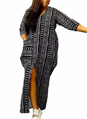 345XL plus size black African dress for women大码非洲连衣裙