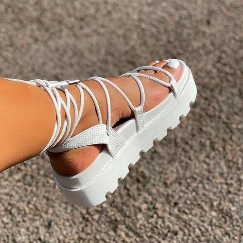Women Gladiator Sandals Platform Wedge Cross Tied Shoes 女鞋