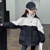 女童春秋冲锋衣外套韩版 中大童洋派春秋女孩拼色派克服潮 2025新款