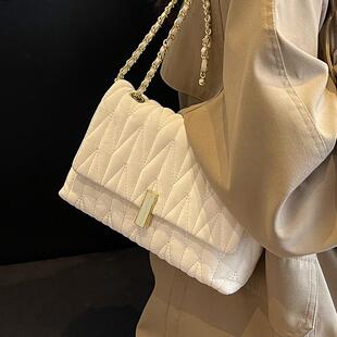 韩系简约休闲包包女2025春夏新款 菱格小方包高级感小众单肩包 时尚