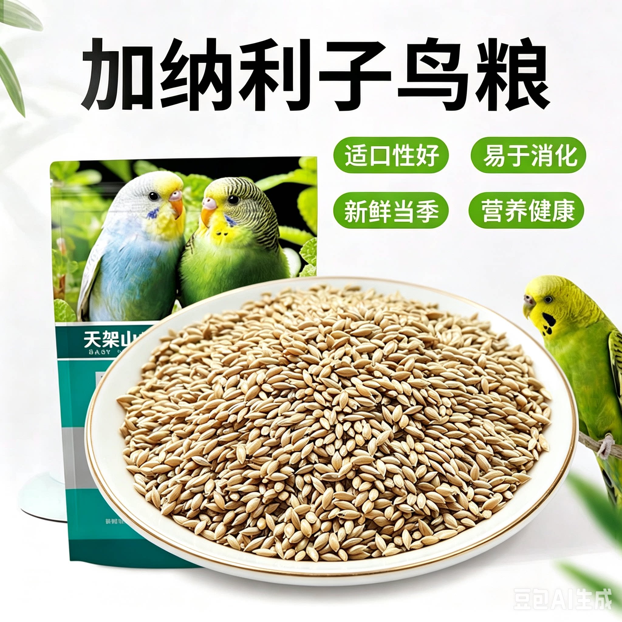 鹦鹉鸟食饲料 加纳利子 白尖粟 金丝雀芙蓉鹦鹉黄雀鸟粮