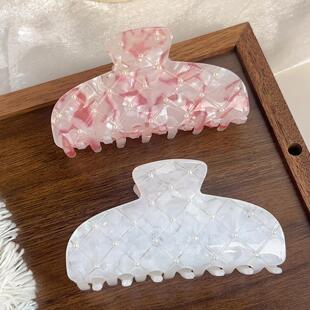 法式 复古仿醋酸抓夹大号后脑勺发抓盘发女珍珠发夹夹发饰头饰