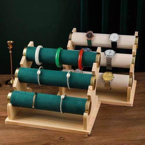 三层实木手链手镯展示架