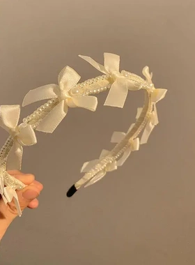 超仙法式奶油白色结珍珠发箍高级感森系甜美发卡头箍发饰FG0556