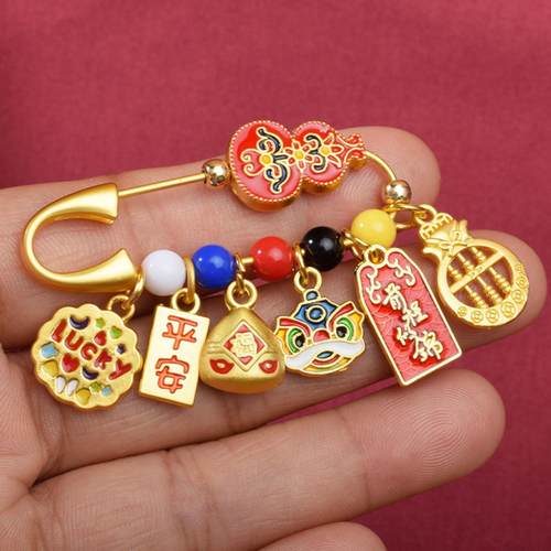 端午节五彩珠胸针宝宝压惊挂饰