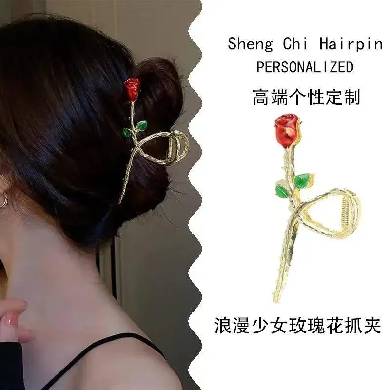 金属花朵韩国网红发夹发卡女大号