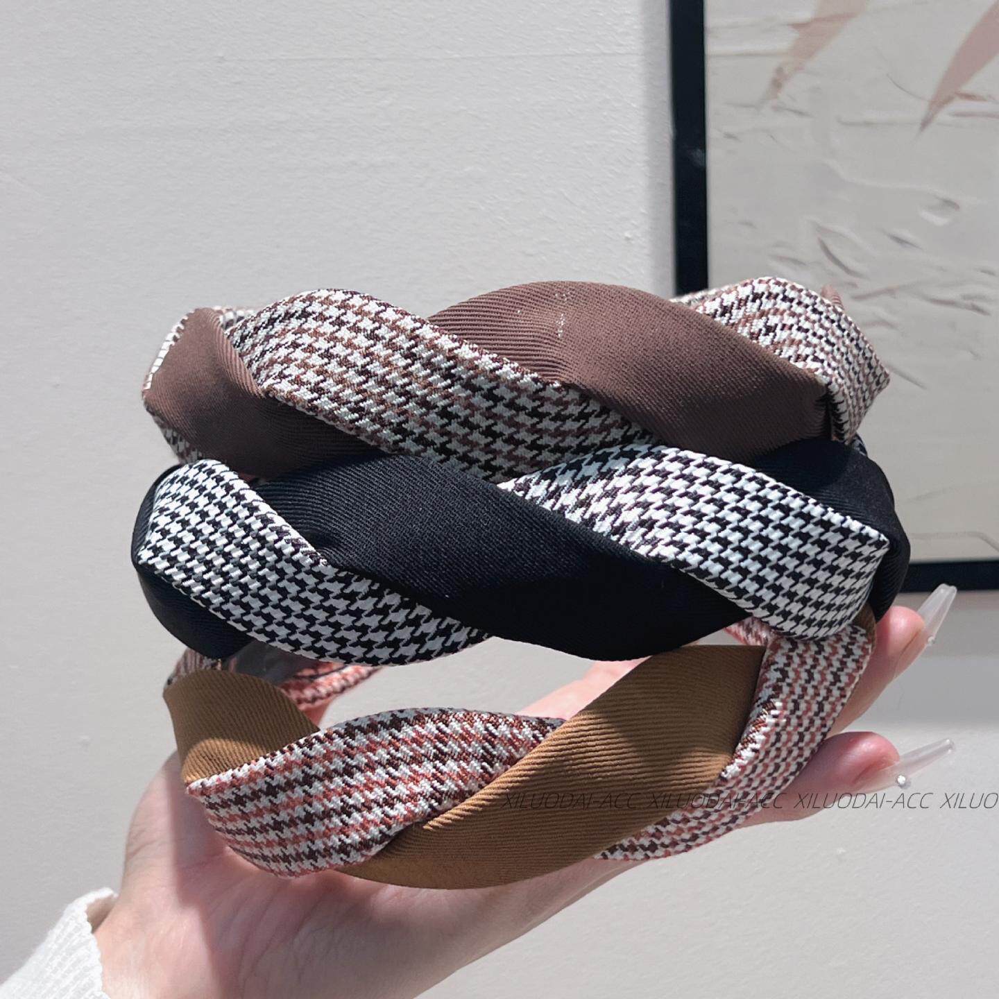 法式复古麻花拼接发箍女