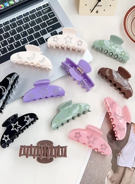 新款欧美风高级感镶钻醋酸发夹抓夹月亮百搭夹发饰A139手工星星