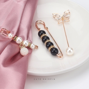 胸针女开衫别针珍珠防走光扣一字扣花器搭固定衣服神百胸针配饰