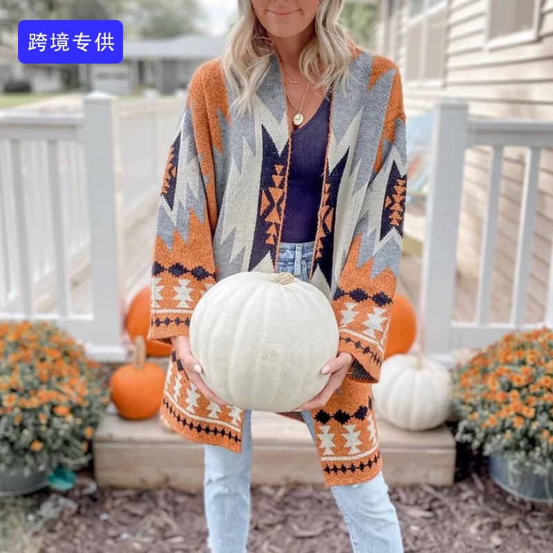 European and American long knitted cardigan Halloween sweate