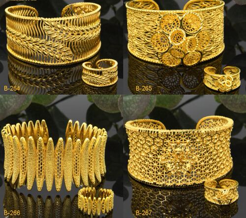 Gold plated open copper bracelet set National sandstorm gold