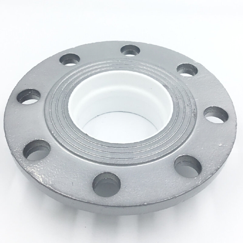 新品涂塑银色衬塑沟槽法兰转换法兰短管法兰给水供水系统沟槽管件